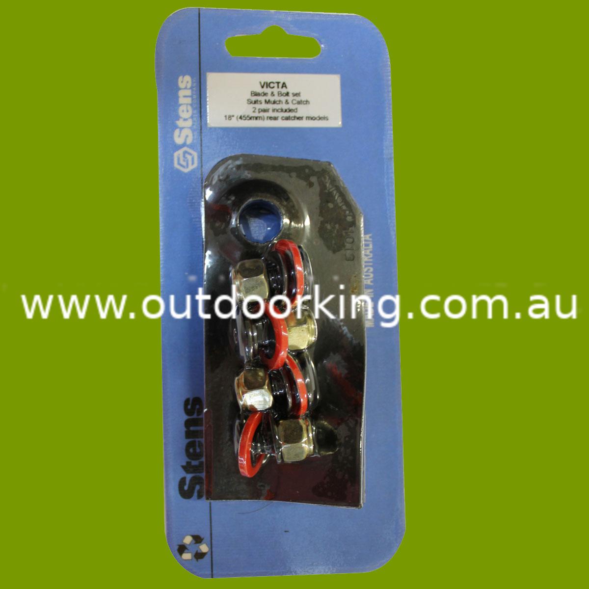(image for) Victa Fluted Heavy Duty High Lift Blade (2mm thick) & Bolt Set CA09434S, 900-255P