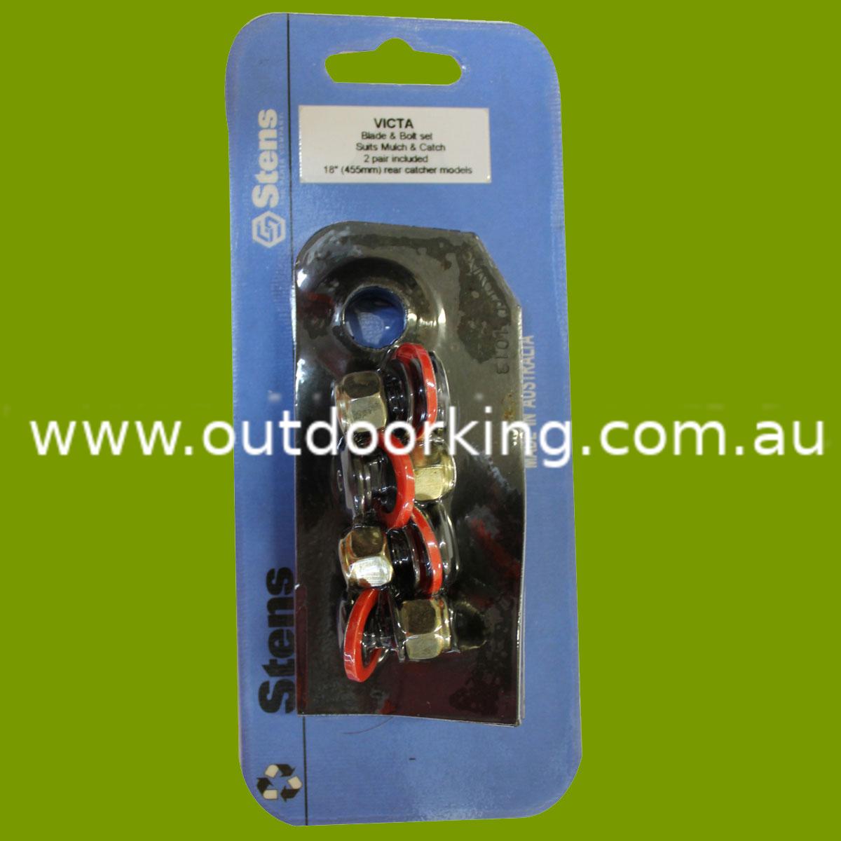 (image for) Victa Fluted Heavy Duty High Lift Blade (2mm thick) & Bolt Kit CAO9434S, 900-455P
