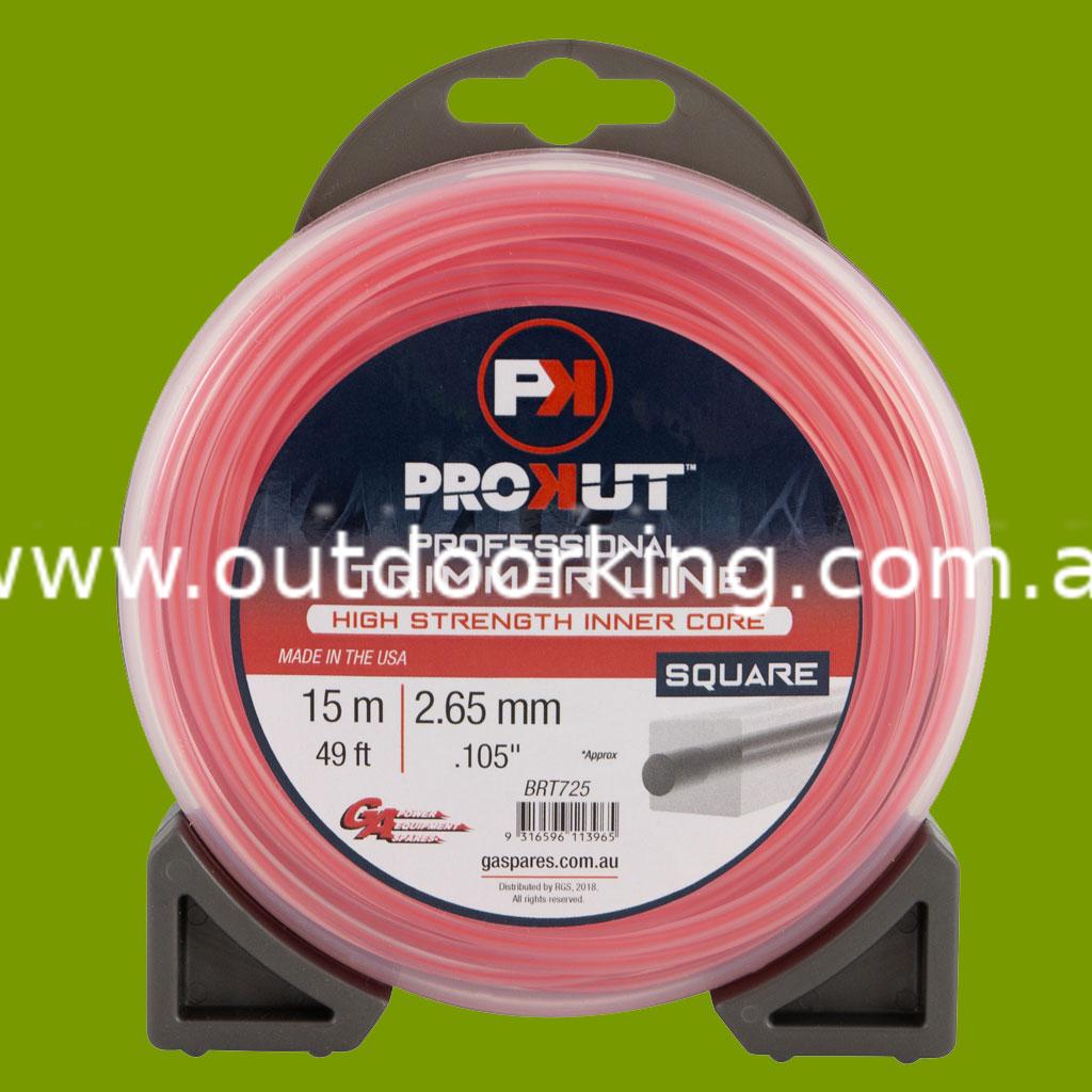 (image for) PROKUT TRIMMER LINE SQUARE PINK .105 2.65MM 49' 15M TEARDROP BRT725